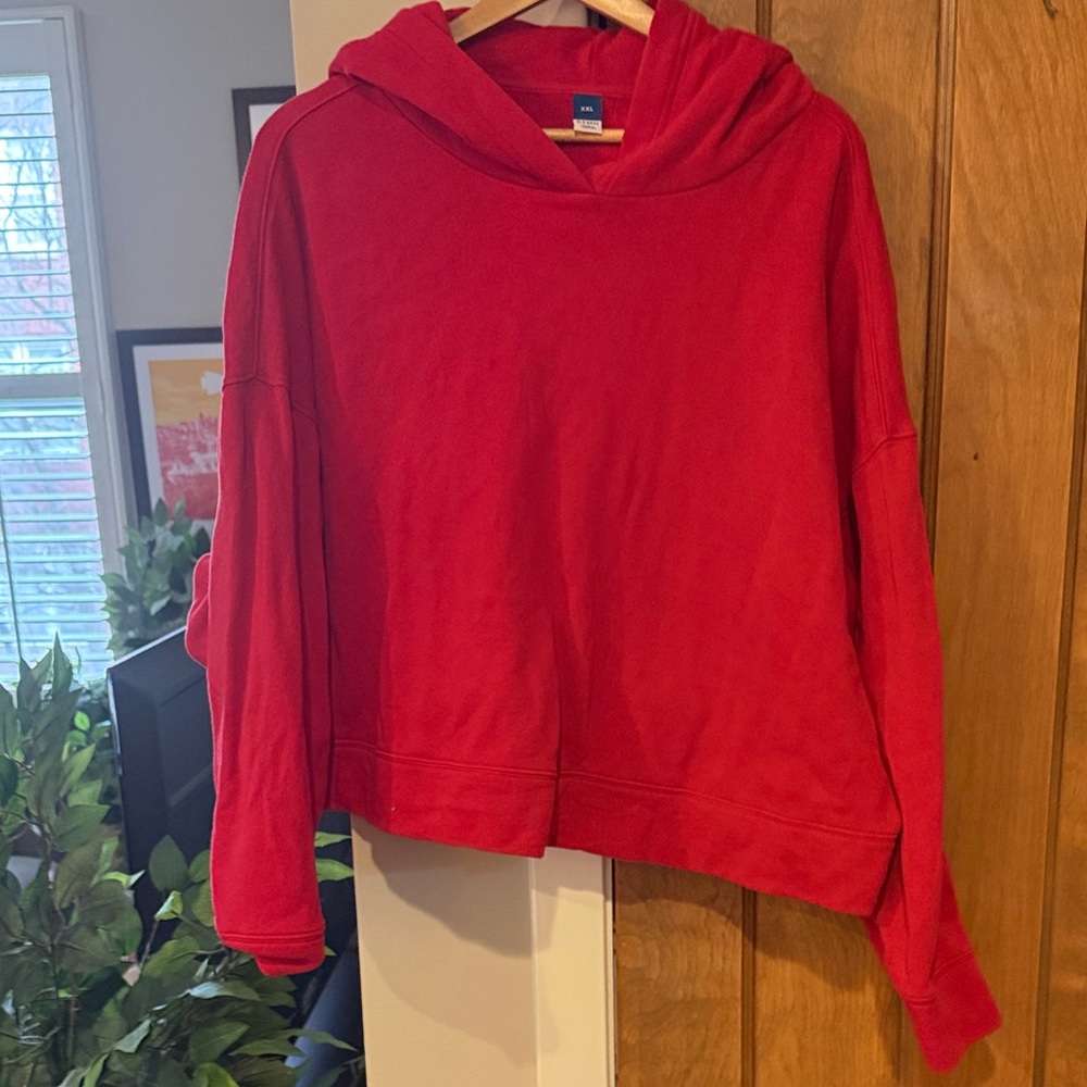 Red Hoodie Cropped Sweatshirt
